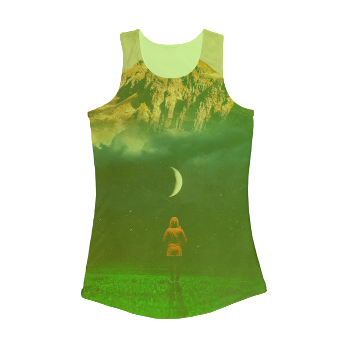 VIRGIN TEEZ Women Tank top Electric Green / XS Moon on Earth Women Performance Tank Top