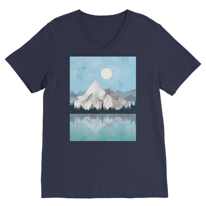 VIRGIN TEEZ Men T-Shirts Navy / Unisex / S Mountain Sonnet Moonlit Stanza PT 2 Premium V-Neck T-Shirt