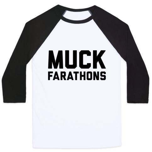 Virgin Teez  Baseball Tee Unisex Classic Baseball Tee / x-small / White/Black MUCK FARATHONS UNISEX CLASSIC BASEBALL TEE