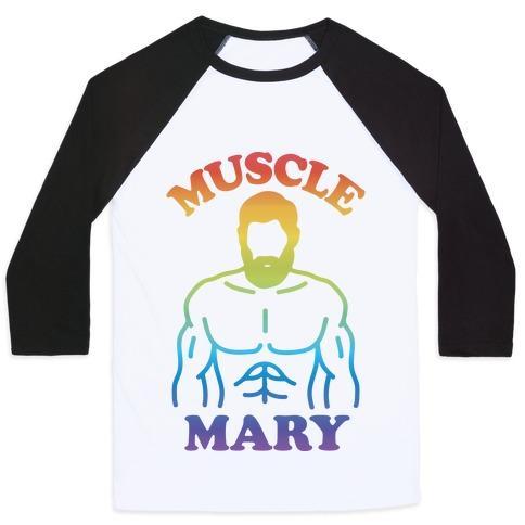 Virgin Teez  Baseball Tee Unisex Classic Baseball Tee / x-small / White/Black MUSCLE MARY UNISEX CLASSIC BASEBALL TEE