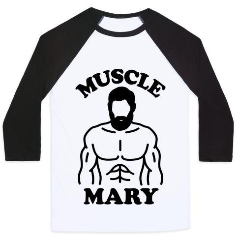 Virgin Teez  Baseball Tee Unisex Classic Baseball Tee / x-small / White/Black MUSCLE MARY UNISEX CLASSIC BASEBALL TEE