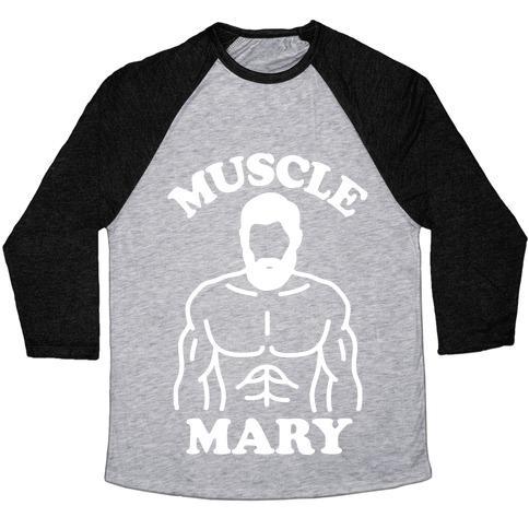 Virgin Teez  Baseball Tee Unisex Tri-Blend Baseball Tee / small / Athletic Gray / Black MUSCLE MARY UNISEX TRI-BLEND BASEBALL TEE