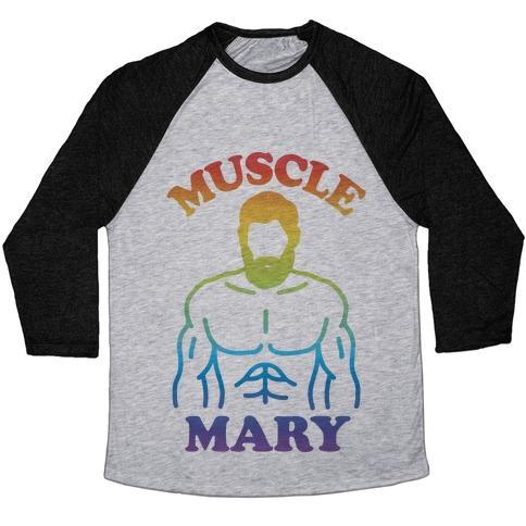 Virgin Teez  Baseball Tee Unisex Tri-Blend Baseball Tee / small / Athletic Gray / Black MUSCLE MARY UNISEX TRI-BLEND BASEBALL TEE