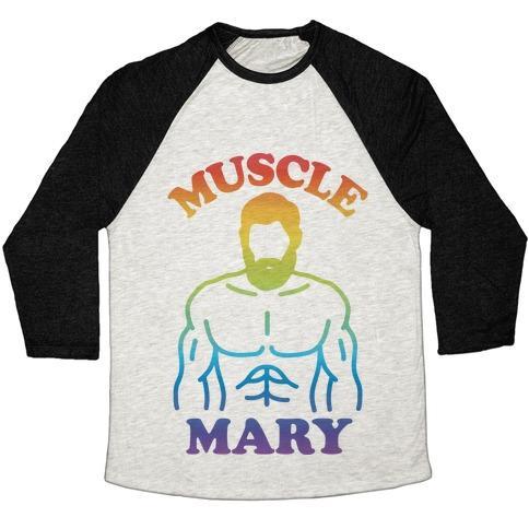 Virgin Teez  Baseball Tee Unisex Tri-Blend Baseball Tee / small / Oatmeal / Black MUSCLE MARY UNISEX TRI-BLEND BASEBALL TEE