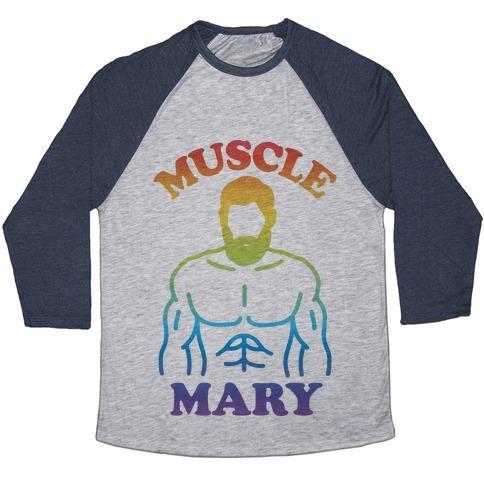 Virgin Teez  Baseball Tee Unisex Tri-Blend Baseball Tee / small / Athletic Gray / Navy MUSCLE MARY UNISEX TRI-BLEND BASEBALL TEE