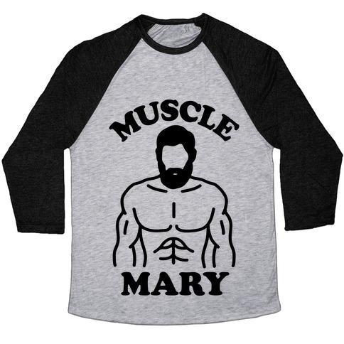 Virgin Teez  Baseball Tee Unisex Tri-Blend Baseball Tee / small / Athletic Gray / Black MUSCLE MARY UNISEX TRI-BLEND BASEBALL TEE