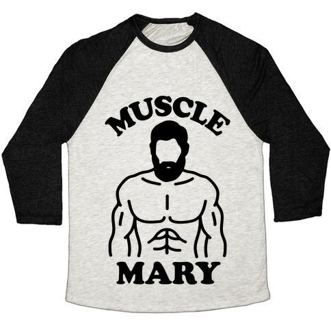 Virgin Teez  Baseball Tee Unisex Tri-Blend Baseball Tee / small / Oatmeal / Black MUSCLE MARY UNISEX TRI-BLEND BASEBALL TEE