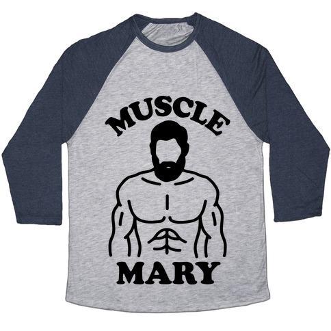 Virgin Teez  Baseball Tee Unisex Tri-Blend Baseball Tee / small / Athletic Gray / Navy MUSCLE MARY UNISEX TRI-BLEND BASEBALL TEE