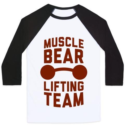 Virgin Teez  Baseball Tee Unisex Classic Baseball Tee / x-small / White/Black MUSCLEBEAR LIFTING TEAM UNISEX CLASSIC BASEBALL TEE