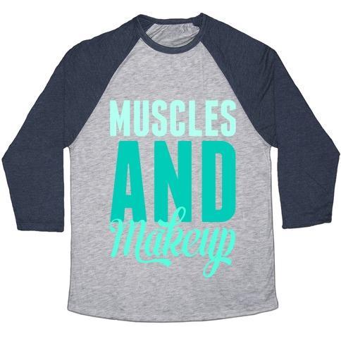 Virgin Teez  Baseball Tee Unisex Tri-Blend Baseball Tee / small / Athletic Gray / Navy MUSCLES AND MAKEUP UNISEX TRI-BLEND BASEBALL TEE
