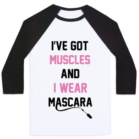 Virgin Teez  Baseball Tee Unisex Classic Baseball Tee / x-small / White/Black MUSCLES AND MASCARA UNISEX CLASSIC BASEBALL TEE