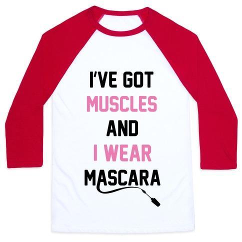 Virgin Teez  Baseball Tee Unisex Classic Baseball Tee / x-small / White/Red MUSCLES AND MASCARA UNISEX CLASSIC BASEBALL TEE
