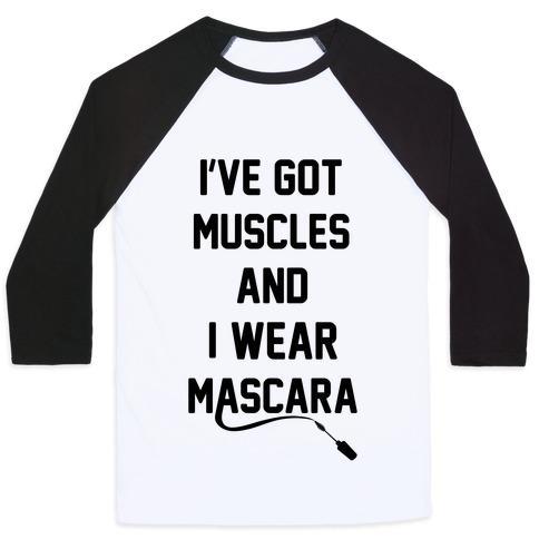 Virgin Teez  Baseball Tee Unisex Classic Baseball Tee / x-small / White/Black MUSCLES AND MASCARA UNISEX CLASSIC BASEBALL TEE