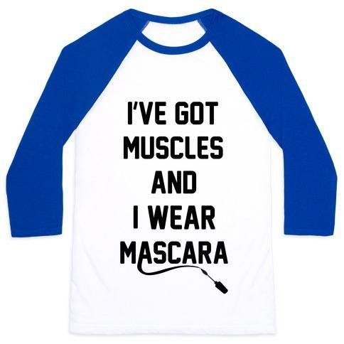 Virgin Teez  Baseball Tee Unisex Classic Baseball Tee / x-small / White/Blue MUSCLES AND MASCARA UNISEX CLASSIC BASEBALL TEE