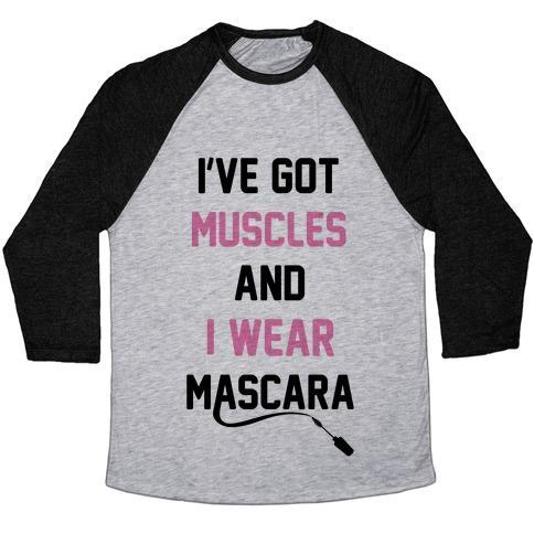 Virgin Teez  Baseball Tee Unisex Tri-Blend Baseball Tee / small / Athletic Gray / Black MUSCLES AND MASCARA UNISEX TRI-BLEND BASEBALL TEE