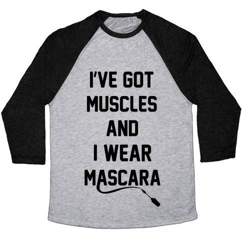 Virgin Teez  Baseball Tee Unisex Tri-Blend Baseball Tee / small / Athletic Gray / Black MUSCLES AND MASCARA UNISEX TRI-BLEND BASEBALL TEE
