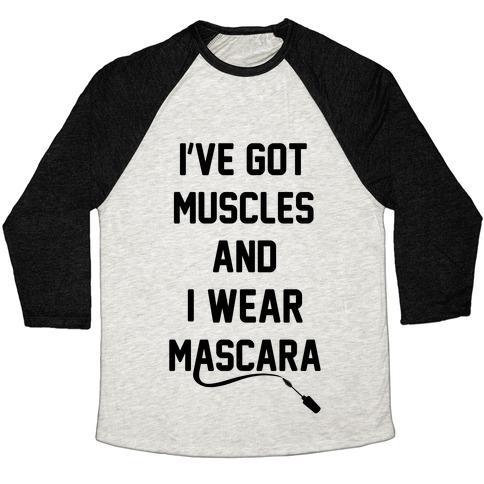 Virgin Teez  Baseball Tee Unisex Tri-Blend Baseball Tee / small / Oatmeal / Black MUSCLES AND MASCARA UNISEX TRI-BLEND BASEBALL TEE