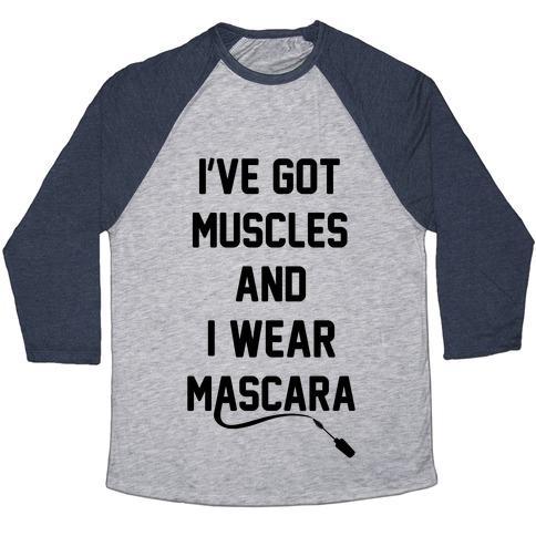 Virgin Teez  Baseball Tee Unisex Tri-Blend Baseball Tee / small / Athletic Gray / Navy MUSCLES AND MASCARA UNISEX TRI-BLEND BASEBALL TEE