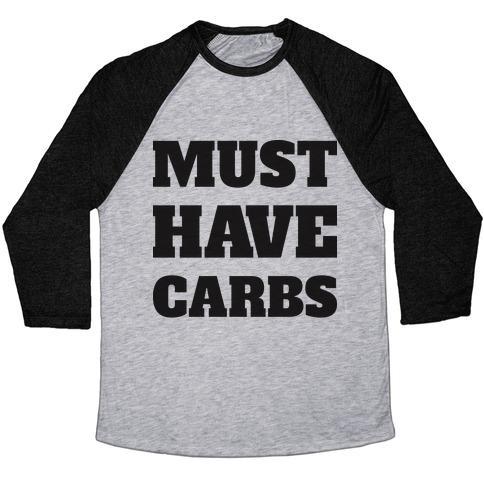 Virgin Teez  Baseball Tee Unisex Tri-Blend Baseball Tee / small / Athletic Gray / Black MUST HAVE CARBS UNISEX TRI-BLEND BASEBALL TEE