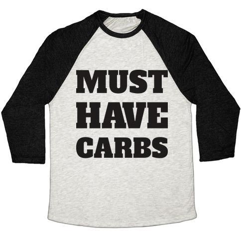 Virgin Teez  Baseball Tee Unisex Tri-Blend Baseball Tee / small / Oatmeal / Black MUST HAVE CARBS UNISEX TRI-BLEND BASEBALL TEE