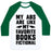 Virgin Teez  Baseball Tee Unisex Classic Baseball Tee / x-small / White/Dark Green MY ABS ARE LIKE MY FAVORITE BOOK, FICTIONAL UNISEX CLASSIC BASEBALL TEE