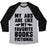 Virgin Teez  Baseball Tee Unisex Tri-Blend Baseball Tee / small / Athletic Gray / Black MY ABS ARE LIKE MY FAVORITE BOOK, FICTIONAL UNISEX TRI-BLEND BASEBALL TEE