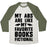 Virgin Teez  Baseball Tee Unisex Tri-Blend Baseball Tee / small / Oatmeal / Moss MY ABS ARE LIKE MY FAVORITE BOOK, FICTIONAL UNISEX TRI-BLEND BASEBALL TEE
