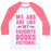 Virgin Teez  Baseball Tee Unisex Classic Baseball Tee / x-small / White/Neon Pink MY ABS ARE LIKE MY FAVORITE BOOKS, FICTIONAL (PINK) UNISEX CLASSIC BASEBALL TEE