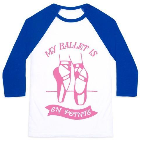 Virgin Teez  Baseball Tee Unisex Classic Baseball Tee / x-small / White/Blue MY BALLET IS EN POINTE UNISEX CLASSIC BASEBALL TEE