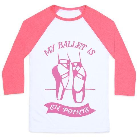 Virgin Teez  Baseball Tee Unisex Classic Baseball Tee / x-small / White/Neon Pink MY BALLET IS EN POINTE UNISEX CLASSIC BASEBALL TEE