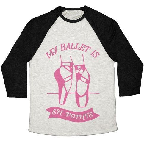 Virgin Teez  Baseball Tee Unisex Tri-Blend Baseball Tee / small / Oatmeal / Black MY BALLET IS EN POINTE UNISEX TRI-BLEND BASEBALL TEE