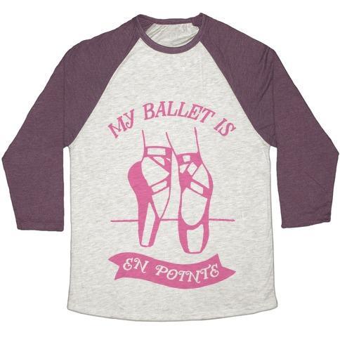 Virgin Teez  Baseball Tee Unisex Tri-Blend Baseball Tee / small / Oatmeal / Maroon MY BALLET IS EN POINTE UNISEX TRI-BLEND BASEBALL TEE