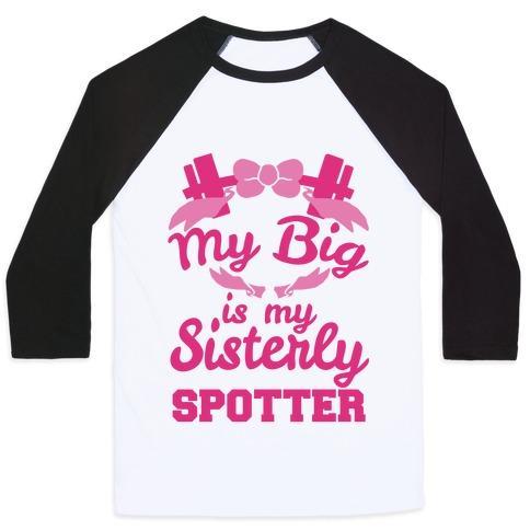 Virgin Teez  Baseball Tee Unisex Classic Baseball Tee / x-small / White/Black MY BIG IS MY SISTERLY SPOTTER UNISEX CLASSIC BASEBALL TEE