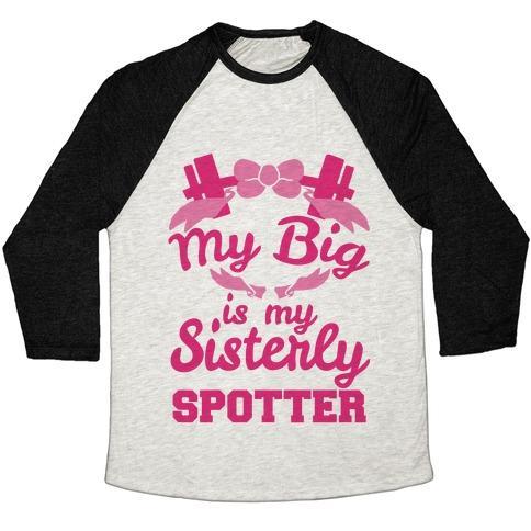 Virgin Teez  Baseball Tee Unisex Tri-Blend Baseball Tee / small / Oatmeal / Black MY BIG IS MY SISTERLY SPOTTER UNISEX TRI-BLEND BASEBALL TEE