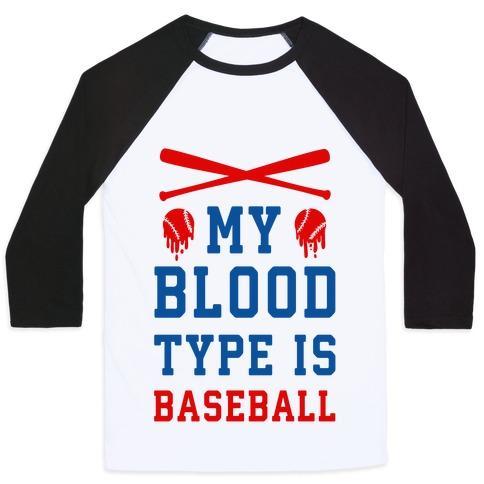 Virgin Teez  Baseball Tee Unisex Classic Baseball Tee / x-small / White/Black MY BLOOD TYPE IS BASEBALL UNISEX CLASSIC BASEBALL TEE