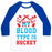 Virgin Teez  Baseball Tee Unisex Classic Baseball Tee / x-small / White/Blue MY BLOOD TYPE IS HOCKEY UNISEX CLASSIC BASEBALL TEE