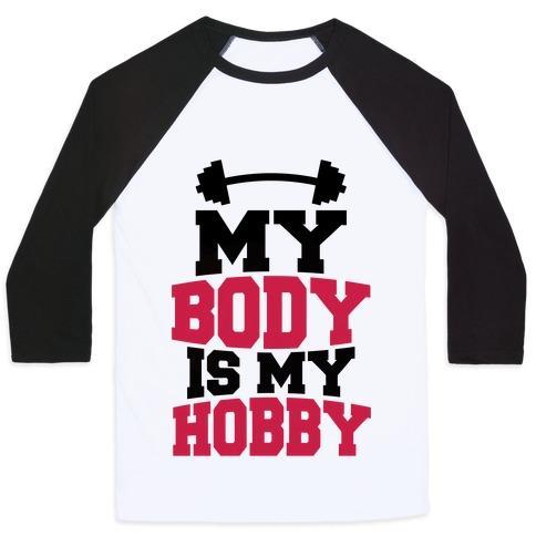 Virgin Teez  Baseball Tee Unisex Classic Baseball Tee / x-small / White/Black MY BODY IS MY HOBBY UNISEX CLASSIC BASEBALL TEE