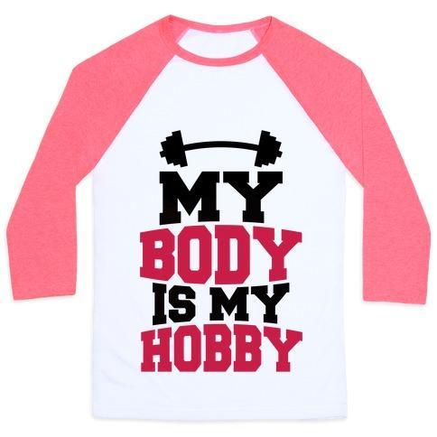 Virgin Teez  Baseball Tee Unisex Classic Baseball Tee / x-small / White/Neon Pink MY BODY IS MY HOBBY UNISEX CLASSIC BASEBALL TEE