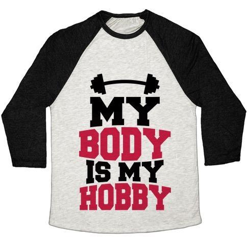 Virgin Teez  Baseball Tee Unisex Tri-Blend Baseball Tee / small / Oatmeal / Black MY BODY IS MY HOBBY UNISEX TRI-BLEND BASEBALL TEE
