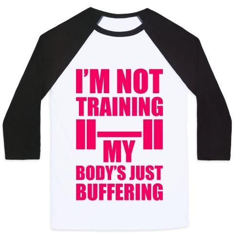 Virgin Teez  Baseball Tee Unisex Classic Baseball Tee / x-small / White/Black MY BODY'S JUST BUFFERING UNISEX CLASSIC BASEBALL TEE