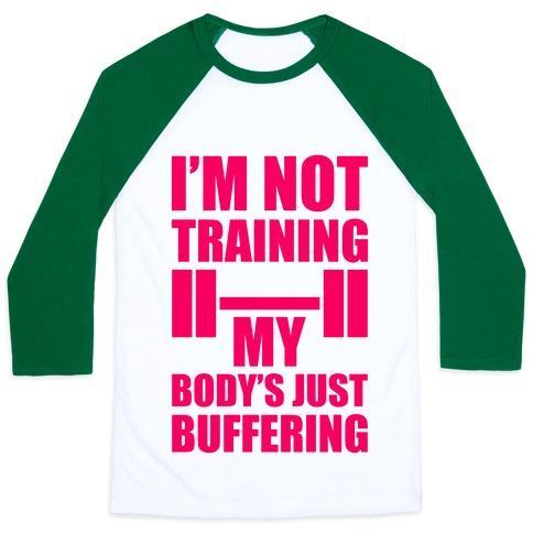 Virgin Teez  Baseball Tee Unisex Classic Baseball Tee / x-small / White/Dark Green MY BODY'S JUST BUFFERING UNISEX CLASSIC BASEBALL TEE