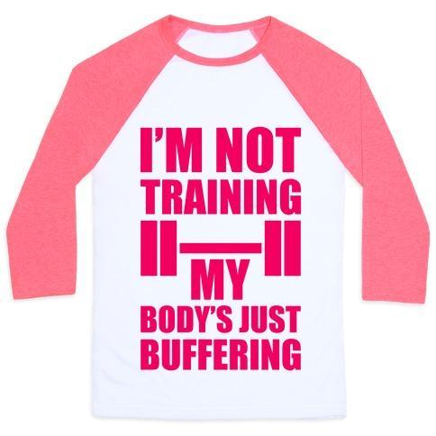 Virgin Teez  Baseball Tee Unisex Classic Baseball Tee / x-small / White/Neon Pink MY BODY'S JUST BUFFERING UNISEX CLASSIC BASEBALL TEE