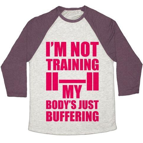 Virgin Teez  Baseball Tee Unisex Tri-Blend Baseball Tee / small / Oatmeal / Maroon MY BODY'S JUST BUFFERING UNISEX TRI-BLEND BASEBALL TEE