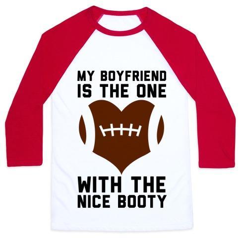 Virgin Teez  Baseball Tee Unisex Classic Baseball Tee / x-small / White/Red MY BOYFRIEND IS THE ONE UNISEX CLASSIC BASEBALL TEE