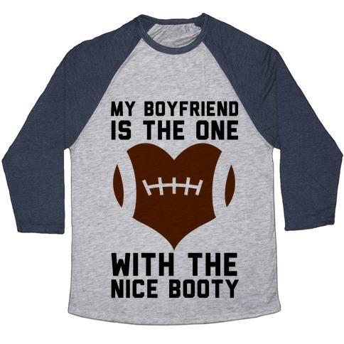 Virgin Teez  Baseball Tee Unisex Tri-Blend Baseball Tee / small / Athletic Gray / Navy MY BOYFRIEND IS THE ONE UNISEX TRI-BLEND BASEBALL TEE
