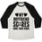 Virgin Teez  Baseball Tee Unisex Tri-Blend Baseball Tee / small / Oatmeal / Black MY BOYFRIEND SCORES MORE THAN YOURS (SOCCER) UNISEX TRI-BLEND BASEBALL TEE