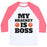 Virgin Teez  Baseball Tee Unisex Classic Baseball Tee / x-small / White/Neon Pink MY BRACKET IS BOSS UNISEX CLASSIC BASEBALL TEE