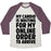 Virgin Teez  Baseball Tee Unisex Tri-Blend Baseball Tee / small / Oatmeal / Maroon MY CARDIO IS WAITING FOR MY ONLINE ORDER TO ARRIVE UNISEX TRI-BLEND BASEBALL TEE