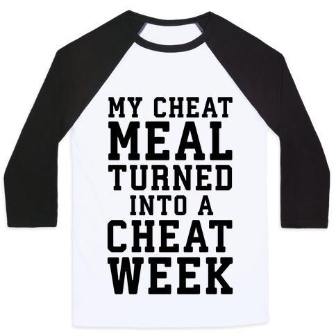 Virgin Teez  Baseball Tee Unisex Classic Baseball Tee / x-small / White/Black MY CHEAT MEAL TURNED INTO A CHEAT WEEK UNISEX CLASSIC BASEBALL TEE