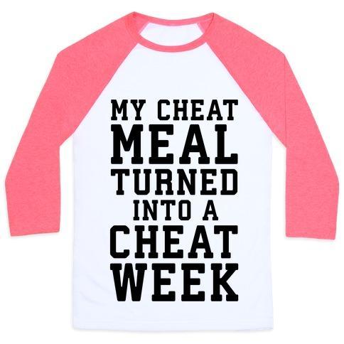 Virgin Teez  Baseball Tee Unisex Classic Baseball Tee / x-small / White/Neon Pink MY CHEAT MEAL TURNED INTO A CHEAT WEEK UNISEX CLASSIC BASEBALL TEE